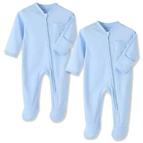 Eleven's Kingdom Baby Kids Sleep and Play,Baby Cotton Pajamas with Mitten Cuffs, 2 Way Zipper Footed Sleeper 0-12 Month - 1
