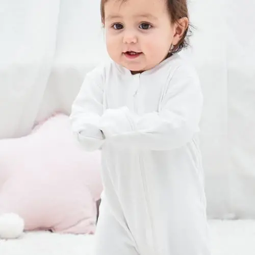 Eleven's Kingdom chaqaloqlar uchun uyqu va o'yin kiyimi, qo'lqopli paxta matoli chaqaloq pijamalari, 0-12 oylik chaqaloqlar uchun ikki tomonlama zamokli oyoqli uyqu kostyumi - 4