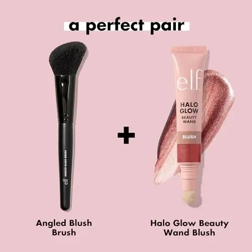 e.l.f. Angled Blush Brush, yuz uchun bo'yanish cho'tkasi haykaltarosh ko'rinish uchun, krem, suyuq yoki kukunli qizarish, bronzerlar va boshqalar uchun juda mos, Vegan va shafqatsiz - 5