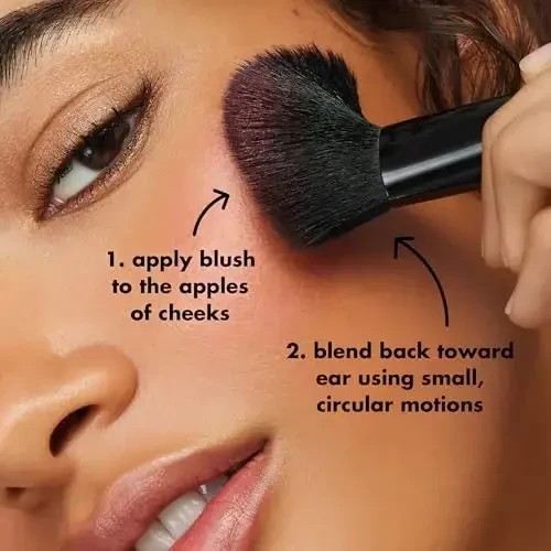 e.l.f. Angled Blush Brush, yuz uchun bo'yanish cho'tkasi haykaltarosh ko'rinish uchun, krem, suyuq yoki kukunli qizarish, bronzerlar va boshqalar uchun juda mos, Vegan va shafqatsiz - 4