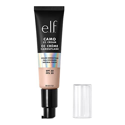 e.l.f. Camo CC Cream, SPF 30 Color-Correcting Medium-To-Full Coverage Face Foundation, Delivers An Airbrushed Finish, Vegan & Cruelty-Free, Fair 125 C - 1