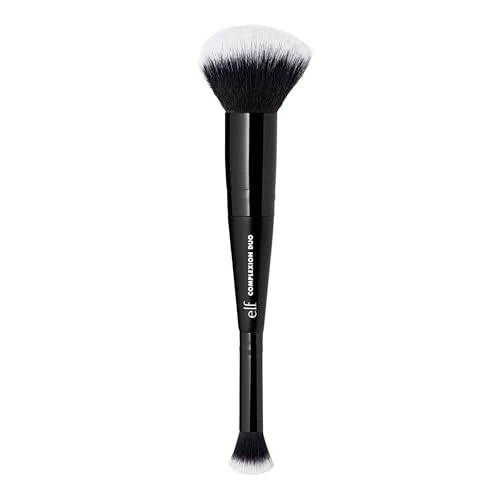 e.l.f. Complexion Duo Brush, Poydevor va yashiruvchini qo'llash uchun mo'ljallangan bo'yanish cho'tkasi, havo pufagidek yumshoqlik ta'minlaydi, vegan va hayvonlar ustida sinovdan o'tkazilmagan cho'tkalardan tayyorlangan - MODAZONE