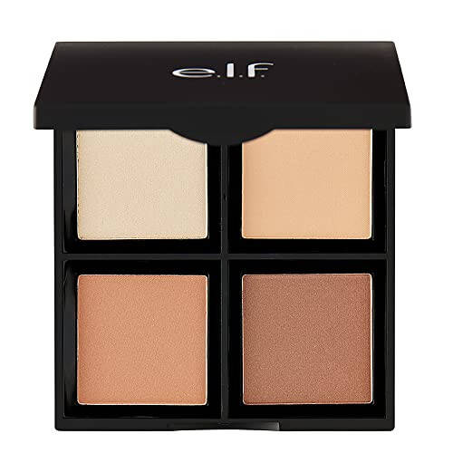 e.l.f. Contour Palette, 4 Shades, Customizable, Easy to Apply, Sculpts, Shades, Brightens, Light/Medium, Infused with Vitamin E, All-Day Wear, 0.56 Oz - 1