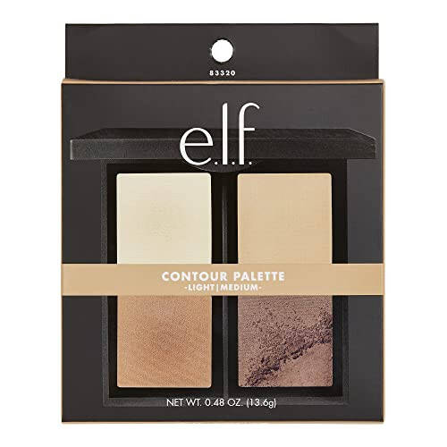 e.l.f. Contour Palette, 4 Shades, Customizable, Easy to Apply, Sculpts, Shades, Brightens, Light/Medium, Infused with Vitamin E, All-Day Wear, 0.56 Oz - 3