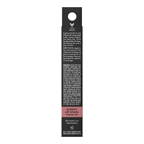 e.l.f. Cosmetics Glossy Lip Stain, Lightweight, Long-Wear Lip Stain For A Sheer Pop Of Color & Subtle Gloss Effect, Pinkies Up - 6