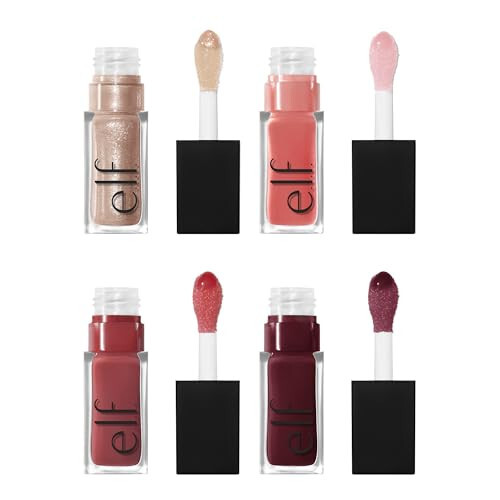 e.l.f. Glow Reviver Quad Goals Lip Oil Kit, Lip Gloss For A High-Gloss Finish & Sheer Wash Of Color, Non-Sticky, Vegan & Cruelty-Free, 4 Glosses - 2