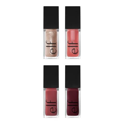 e.l.f. Glow Reviver Quad Goals Lip Oil Kit, Lip Gloss For A High-Gloss Finish & Sheer Wash Of Color, Non-Sticky, Vegan & Cruelty-Free, 4 Glosses - 7