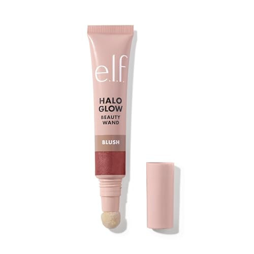 e.l.f. Halo Glow Blush Beauty Wand, suyuq rouge, nurli va qizg'ish yonoqlar uchun. Skvalan bilan boyitilgan, vegan va hayvonlar ustida sinab ko'rilmagan. - 1