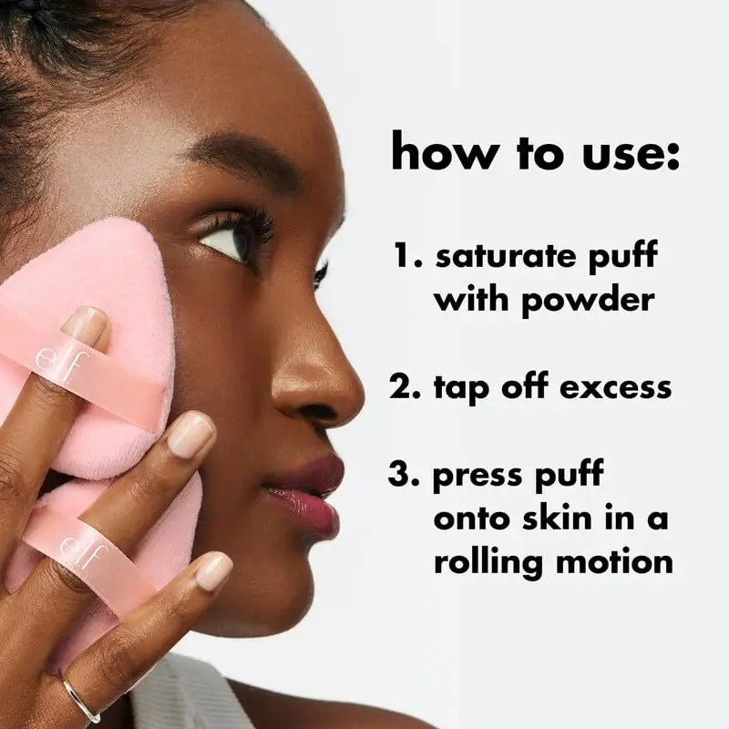 e.l.f. Halo Glow Powder Puff, Boʻsh yoki presslangan pudralarni surish uchun moʻljallangan yumshoq, qayta ishlatilishi mumkin boʻlgan pudrachaloka, yuzga osongina moslashadi, vegan va shafqatsiz - 2
