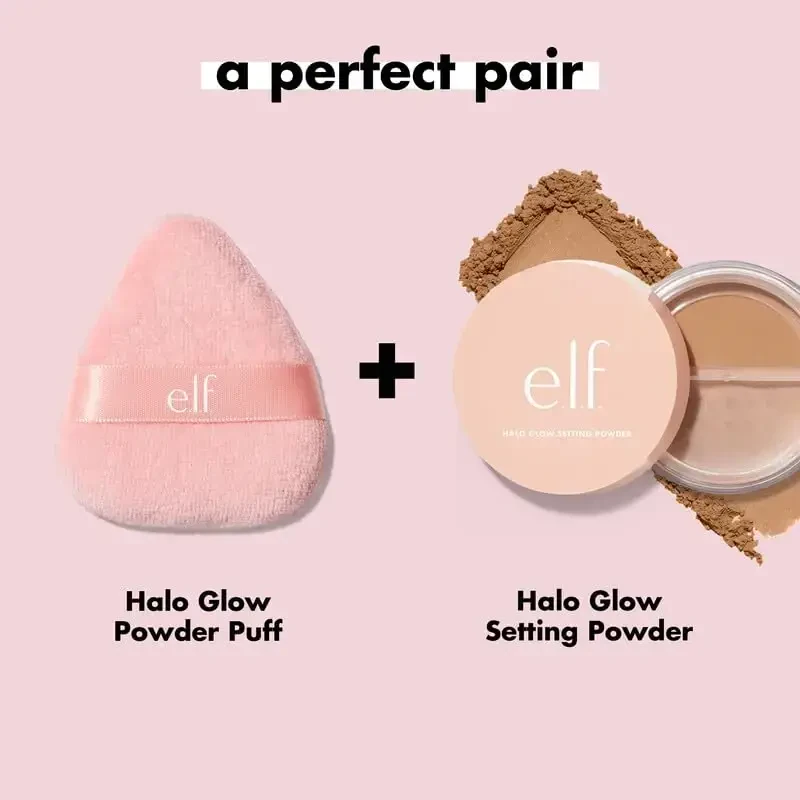 e.l.f. Halo Glow Powder Puff, мягкий многоразовый пуховка для нанесения рассыпчатой или прессованной пудры. Легко соответствует лицу, веганский и не содержит жестокости - 3