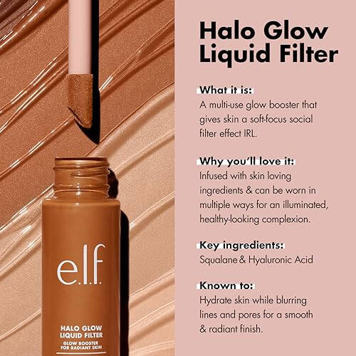 e.l.f. Halo Glow Sıvı Filtre, Parlayan, Yumuşak Odaklı Bir Görünüm İçin Cilt Tonu Arttırıcı, Hyaluronik Asit İçeren, Vegan & Hayvanlar Üzerinde Denenmemiş, 2 Açık/Açık - 3