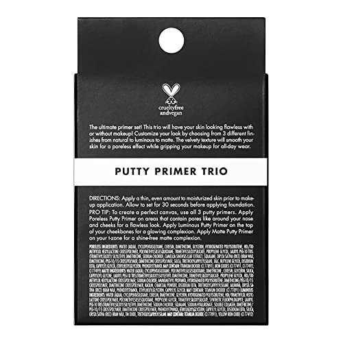 e.l.f. Косметика Putty Primer Trio, Включает в себя Putty без пор, матовую Putty и светящуюся Putty, дорожный размер, по 0,14 унции (4 г) в каждой, 0,14 унции - 4