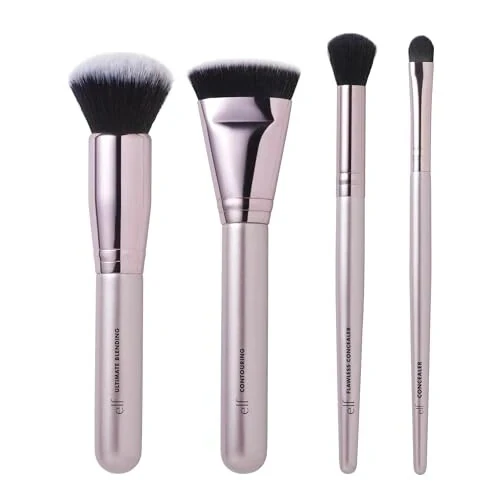 e.l.f. Complexion Perfection Brush Kit, 4-Piece Makeup Brush Set, Brushes For Foundations & Concealers, Vegan & Cruelty-Free - e.l.f.