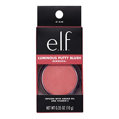 E.L.F. Luminous Putty Blush, pudra shaklidagi, nozik porlash bilan yaratilgan, qatlamlarga qo'llaniladigan rouge. Yuqori pigmentli va kremli, vegan va hayvonlar ustida sinovdan o'tkazilmagan. Bermuda rangi. - 3