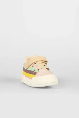 Elf Model Işıklı Kız Bebek ve Çocuk Keten Bej Spor Ayakkabı - VICCO (1)