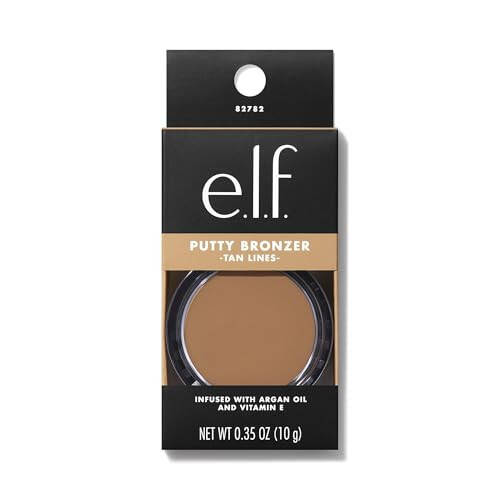 e.l.f. Putty Bronzer, Kremsi & Yüksek Pigmentli Formül, Uzun Süreli Bronzlu Bir Parlaklık Yaratır, Argan Yağı ve E Vitamini İle Zenginleştirilmiştir, Bronzluk İzleri, 0.35 Oz - 2