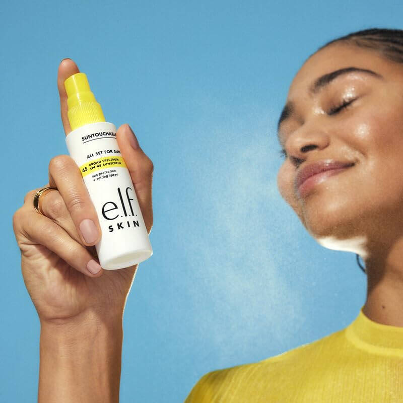 e.l.f. SKIN All Set For Sun SPF 45, Setting Spray With SPF 45 For Long-Lasting Makeup, Weightless, Non-Greasy Formula, Vegan & Cruelty-Free, Packaging May Vary - 4