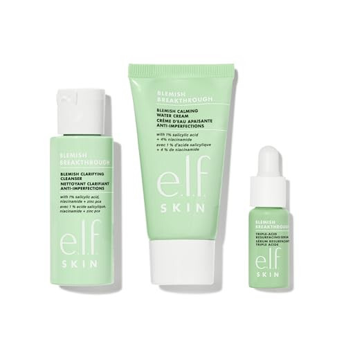 e.l.f. SKIN Blemish Breakthrough Akne Nazorat Asoslari To'plami, Sayohat O'lchamdagi Akne Teri Parvarishi Rutinasi, Tozalovchi, Serum & Namlovchi, Vegan & Hayvonlar Ustida Sinovdan O'tkazilmagan - 1