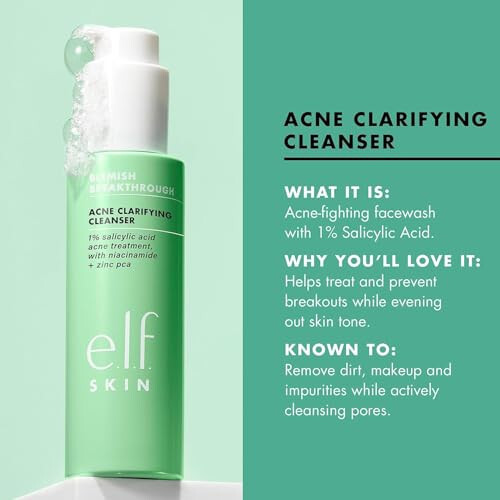 e.l.f. SKIN Blemish Breakthrough Clarifying Cleanser, Gel Cleanser For Removing Makeup, Controlling Oil & Clarifying Pores, 1% Salicylic Acid - 6