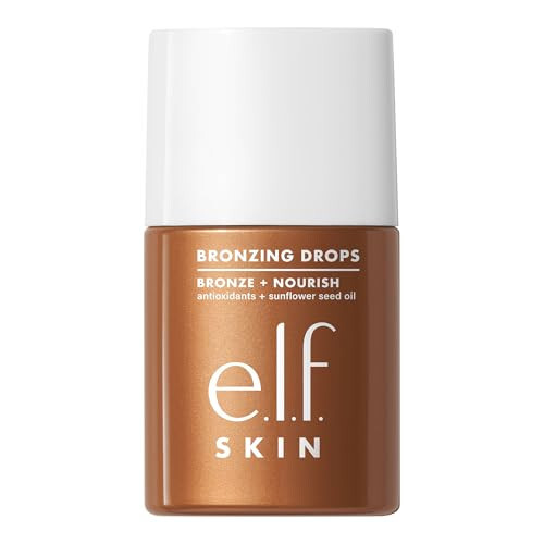 e.l.f. SKIN Bronzing Drops, yuz va tana uchun suyuq bronzator, quyosh nurini beradi, E vitamini bilan boyitilgan, vegan va hayvonlar ustida sinovdan o'tkazilmagan, oltin gul. - 1