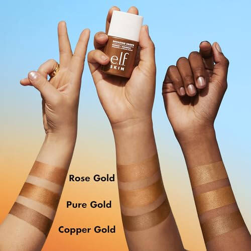 e.l.f. SKIN Bronzing Drops, yuz va tana uchun suyuq bronzator, quyosh nurini beradi, E vitamini bilan boyitilgan, vegan va hayvonlar ustida sinovdan o'tkazilmagan, oltin gul. - 6