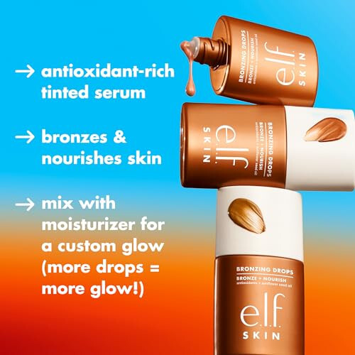 e.l.f. SKIN Bronzing Drops, yüz ve vücut için sıvı bronzlaştırıcı, güneş öpücüğü bir ışıltı yaratır, E vitamini ile zenginleştirilmiştir, vegan ve hayvanlar üzerinde test edilmemiştir, gül altın. - 5