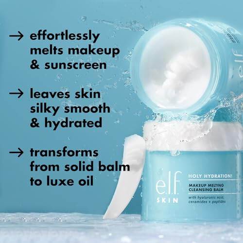 e.l.f. SKIN Holy Hydration! Балзам для очищения лица JUMBO, очищающий средство для лица и снятия макияжа, обогащенный гиалуроновой кислотой для увлажнения кожи, 3.5 унции - 4