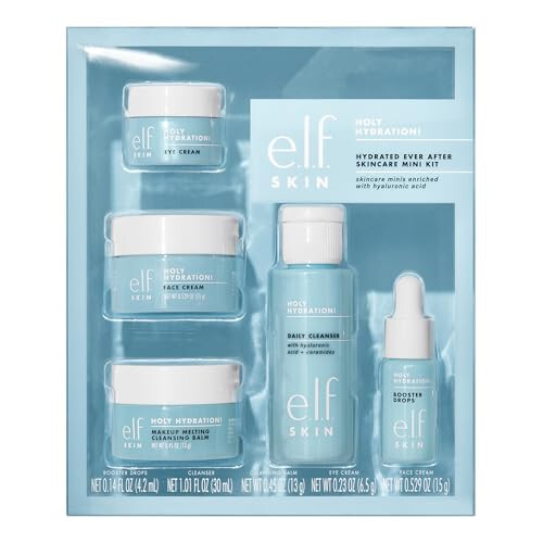 e.l.f. SKIN Hydrated Ever After Cilt Bakım Minik Seti, Temizleyici, Makyaj Temizleyici, Nemlendirici ve Göz Kremi, Uçak Dostu Boyutlar - 1