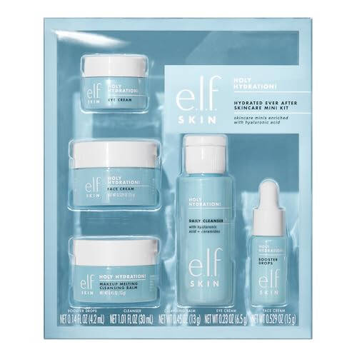 e.l.f. SKIN Hydrated Ever After Мини-набор для ухода за кожей, Очищающее средство, Средство для снятия макияжа, Увлажняющий крем и крем для глаз, Размеры, подходящие для полетов - 1