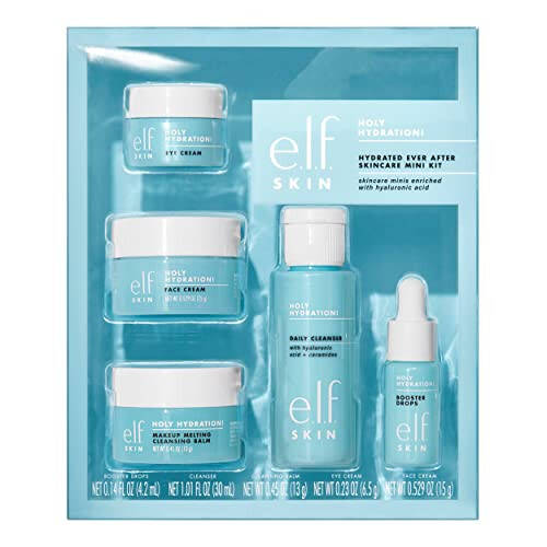 e.l.f. SKIN Hydrated Ever After Skincare Mini Kit, Cleanser, Makeup Remover, Moisturiser & Eye Cream For Hydrating Skin, Airplane-Friendly Sizes - 6