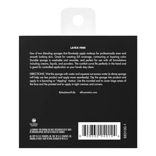 e.l.f. Total Face Sponge Duo, Paxmoq, Ko'p tomonlama va Latekssiz Makiyaj G'o'zaligi, Konsilator, Haylayter va boshqalarni Oson Aralashtirish uchun, Vegan va Hayvonlarga Nisbatan Shafqatsiz - 4
