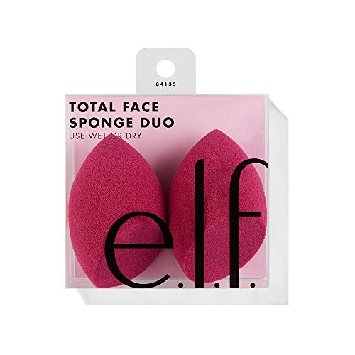 e.l.f. Total Face Sponge Duo, Peluş, Çok Yönlü ve Latekssiz Makyaj Süngerleri, Kapatıcı, Aydınlatıcı ve daha fazlasını Kolayca Karıştırmak İçin, Vegan ve Hayvanlar Üzerinde Denenmemiş - 2