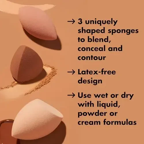 e.l.f. Total Sponge Set, Multi-use Makeup Sponge Set For Flawless Blending, Great For Powder Or Liquid Concealer & Foundation, Vegan & Cruelty-Free - 4