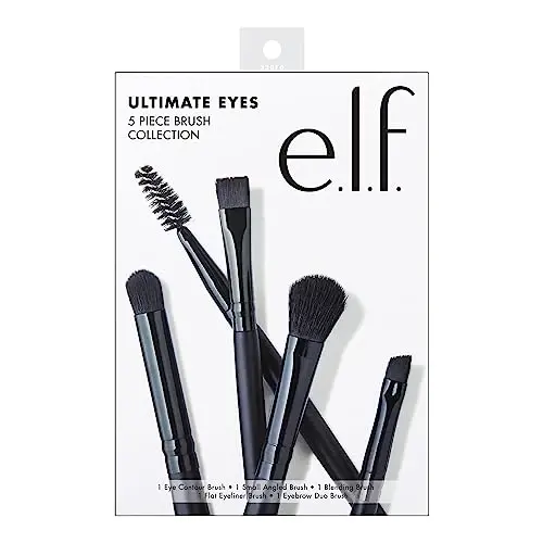e.l.f. Ultimate Eyes 5 Piece Brush Collection, Eyeliner, Ko'z soyalari, Qosh va boshqalar uchun Makiyaj cho'tkasi, Vegan va Hayvonlarga zulm qilmaydigan - MODAZONE