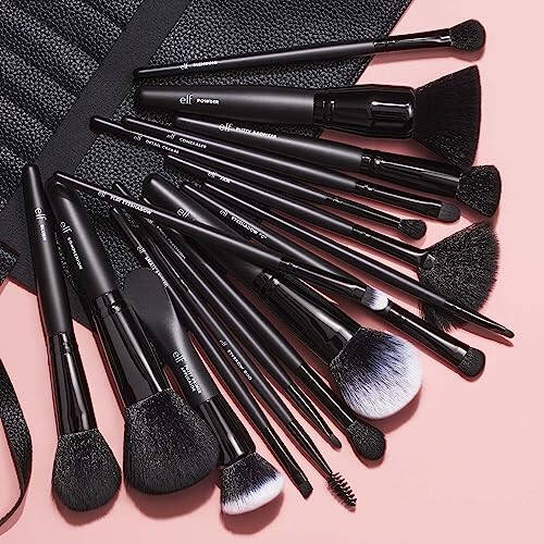 e.l.f. Ultimate Makeup Brush Set & Travel Roll, 17-Piece Brush Kit, Brushes For Eyeshadow, Foundation, Powder, Concealer & more, Vegan & Cruelty-Free - 3