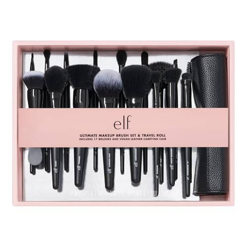 e.l.f. Ultimate Makeup Brush Set & Travel Roll, 17-Piece Brush Kit, Brushes For Eyeshadow, Foundation, Powder, Concealer & more, Vegan & Cruelty-Free - 6