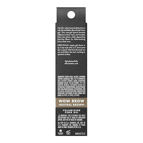 e.l.f. Wow Brow Gel, Volumizing, Buildable, Wax-Gel Hybrid, Creates Full, Voluminous-Looking Brows, Locks Brow Hairs In Place, Neutral Brown, Fiber-Infused, 0.12 Oz - 4