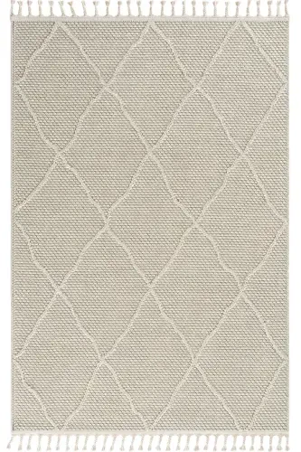 Elit 02 Bej Bukle Salon Halısı Modern Mutfak Halısı Geometrik Halı Yolluk Dekoratif Koridor Halısı-Bej 2 - 2