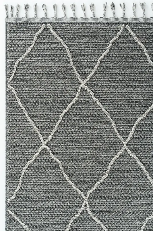 Elit 02 Gri Bukle Salon Halı Modern Mutfak Halısı Geometrik Halı Yolluk Dekoratif Koridor Halı - Gri 2 - 2
