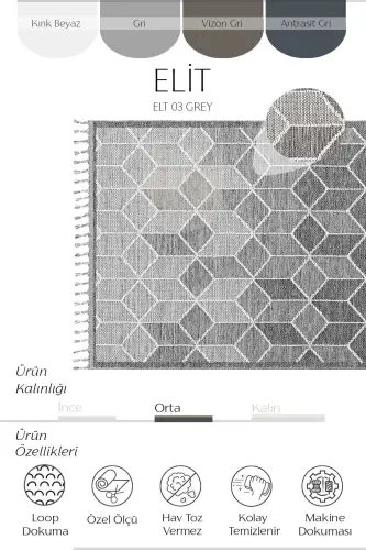 Elit 03 Kulrang Bukle Salon Gilami Zamonaviy Oshxona Gilami Geometrik Gilam Yo'lak Dekorativ Koridor Gilami-Kulrang 3 - 6