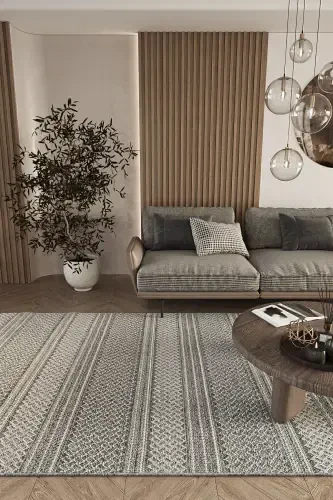 Elit 05 Kulrang Bukle Salon Gilami Etnik Oshxona Gilami To'quv Gilam Yo'lak Dekorativ Koridor Gilami Sss-Kulrang 4 - 1