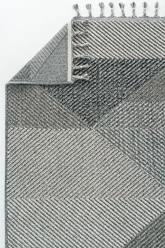 Elit 08 Gri Bukle Salon Halısı Modern Mutfak Halısı Geometrik Halı Yolluk Dekoratif Koridor Halısı-Gri 5 - 6