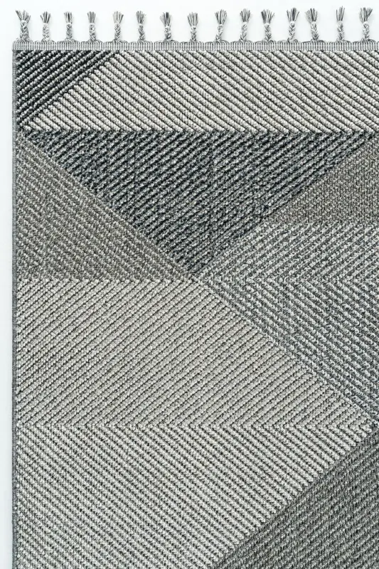 Elit 08 Gri Bukle Salon Halısı Modern Mutfak Halısı Geometrik Halı Yolluk Dekoratif Koridor Halısı-Gri 5 - 5