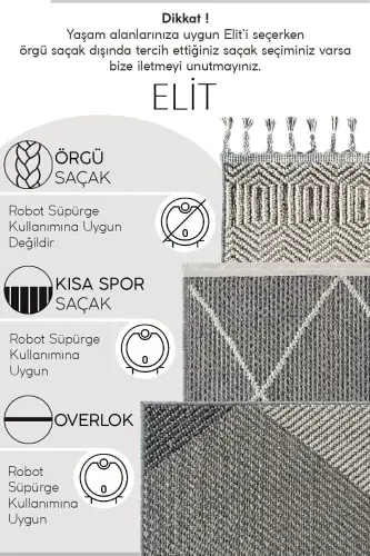 Elit 13 Krem Gri Bukle Salon Halı Etnik Mutfak Halısı Dokuma Halı Yolluk Dekoratif Koridor Halı(xxx) - Gri 6 - 4