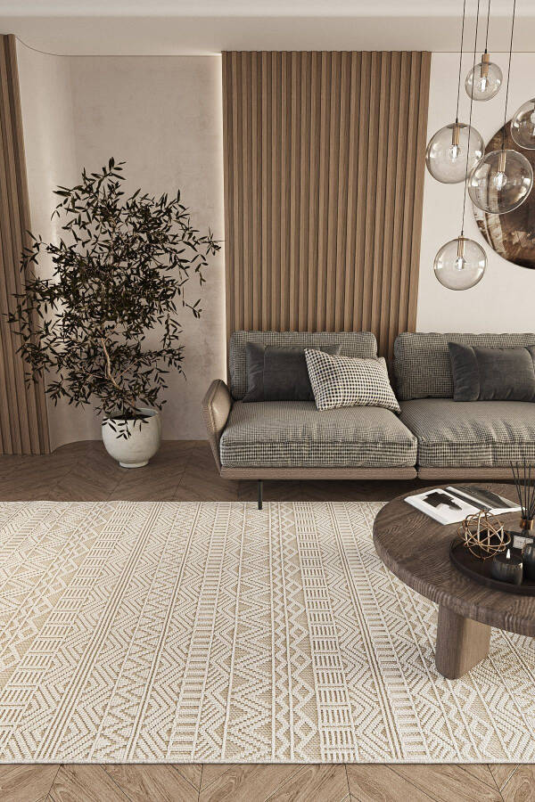 Elit 14 Beige Living Room Carpet Boucle Scandinavian Rug Runner Ethnic Kitchen Carpet Decorative Corridor Carpet - 25