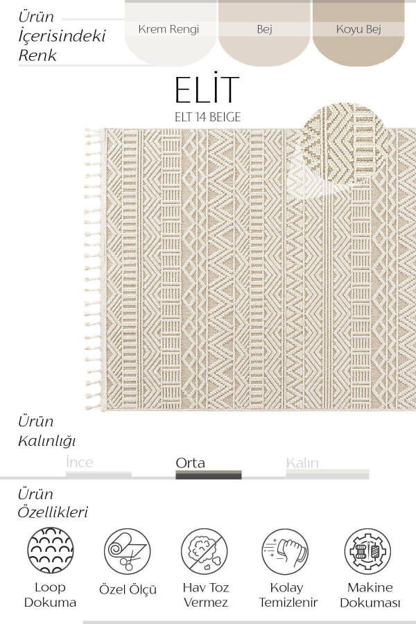 Elit 14 Beige Living Room Carpet Boucle Scandinavian Rug Runner Ethnic Kitchen Carpet Decorative Corridor Carpet - 27