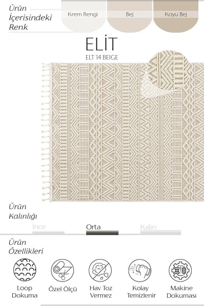 Elit 14 Beige Living Room Carpet Boucle Scandinavian Rug Runner Ethnic Kitchen Carpet Decorative Corridor Carpet - 19