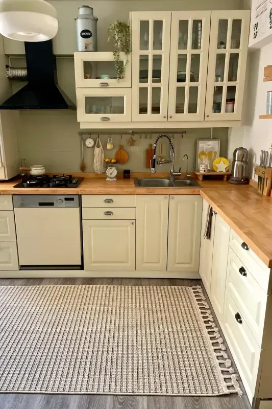 Elit 17 Bej Bukle Salon Gilami Etnik Oshxona Gilami To'quv Gilam Yo'lak Dekorativ Koridor Gilami-Bej 8 - 8