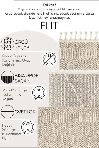Elit 17 Bej Bukle Salon Halısı Etnik Mutfak Halısı Dokuma Halı Yolluk Dekoratif Koridor Halısı(xxx) - Bej 8 - 4