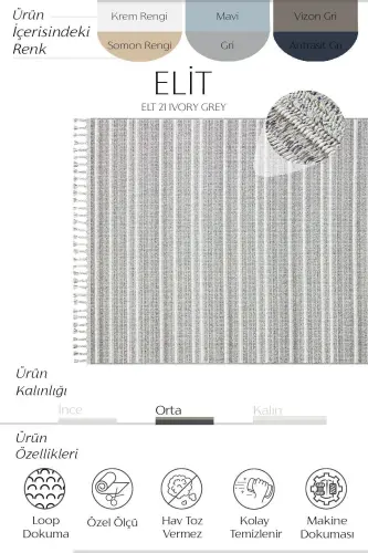 Elit 21 Ivory Gri Bukle Salon Halısı Etnik Mutfak Halısı Dokuma Yolluk Koridor Halısı (Son)-Gri 8 - COOL HALI (1)